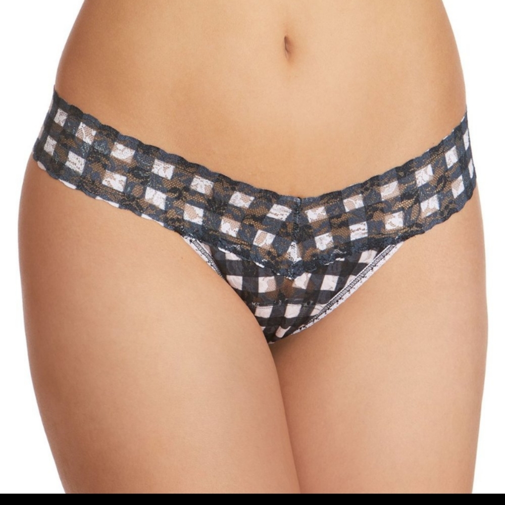 NWT Hanky Panky Black & White Check Low Rise Thong